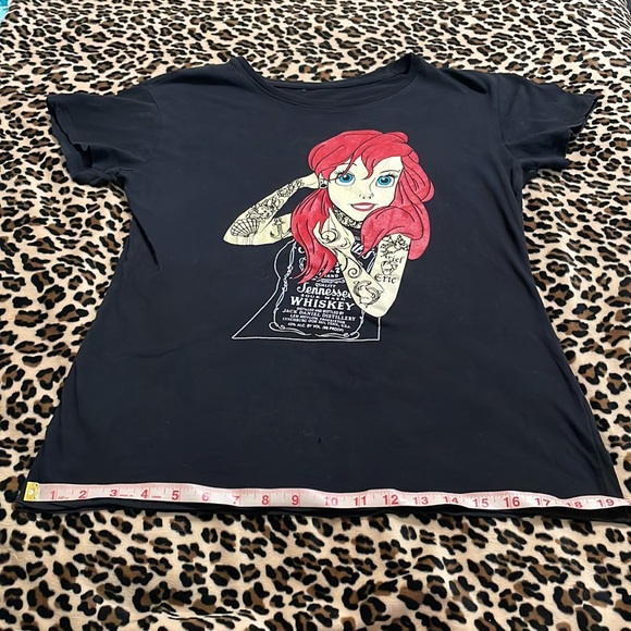 Disney Punk ARIEL Black TShirt Tattooed Rock Goth Emo Grunge Little Mermaid Red - Picture 5 of 14